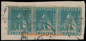 164871 - 1857 Sas.13a Heraldický lev 3-páska 2Cr modrozelená, na v