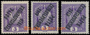 164938 - 1919 Pof.33x, 33Pp (2), sestava 3ks Znak 3h fialová; silný