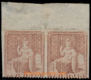 164948 - 1860 SG.46a, Britannia 1P dark pink-red, horizontal pair, pe