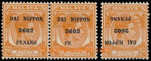 164970 - 1942 JAPONSKÁ OKUPACE - PENANG, SG.J78a, 78b, přetisk DAI 