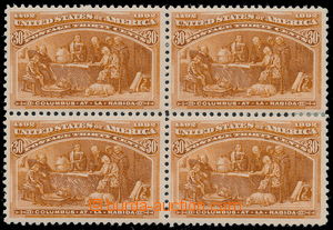 165208 - 1892 Sc.239, Columbus 30C orange-brown, block of four; right
