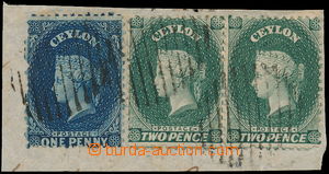 165216 - 1863-1866 SG.49, 50 (2x), Viktorie 1P a 2P 2x, na výstřiž