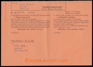 165345 - 1944? C.C. Terezín  pass blank form for sending admission s