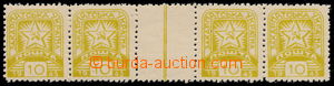 165362 - 1945 Majer Mv4, 10h yellow, unfolded perforated 4-stamp gutt