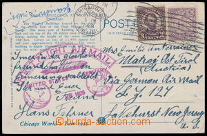 165378 - 1928 USA  pohlednice (Chicago) adresovaná do Rakouska, pře