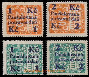 165389 - 1925-29 Pof.PD3-PD6, hodnoty 1Kč/250h oranžová - 2Kč/500