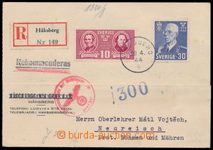 165477 - 1944 card sent as Registered to Bohemia-Moravia, franked by 