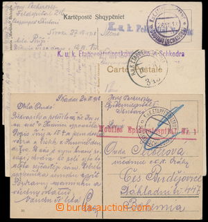 165483 - 1916-18 ALBANIEN  sestava 3 pohlednic s raz. FP: K.U.K. FELD
