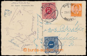 165490 - 1938 FOTBAL  pohlednice Záhřebu s podpisy čs. reprezentan