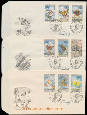 165511 - 1961 FDC Pof.1217-1225, comp. 3 pcs of FDC with mounted comp