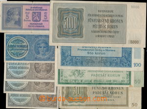 165541 - 1938-44 comp. of 9 bank-notes, contains i.a. 1 K with Opt, B