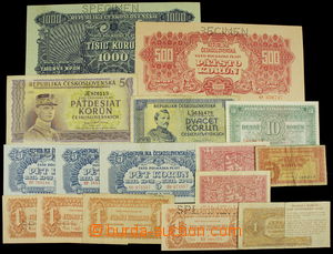 165547 - 1944-45 compilation of 16 bank-notes, part Specimen, various