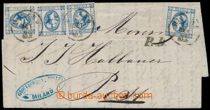 165672 - 1863 dopis vyfr. zn. Sas.13 4x, 15C modrá, z Milána do Bud