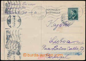 165759 - 1944 GHETTO TEREZÍN  lístek zaslaný do Portugalska, Podě