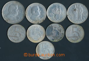 165802 - 1939-45 SLOVENSKO, ČSR I.  sestava 4ks Ag mincí: 10Ks Prib