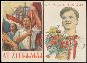 165838 - 1950-55 AŤ ŽIJE 1. MÁJ - 2x propagandistická pohlednice 