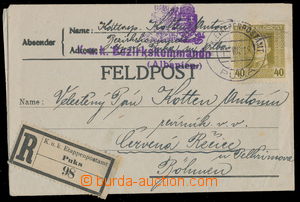 165880 - 1918 ALBANIEN  zálepka polní pošty zaslaná jako R-, dofr