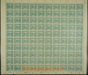 165890 -  Pof.4B, value 5h blue-green, complete sheet of 100 stamps w