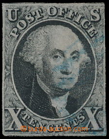 165919 - 1847 Sc.2, Washington 10C černá, modré razítko, průměr