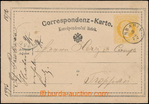165932 - 1872 Mi.P8, dopisnice 2Kr žluťásek adresovaná do Opavy, 