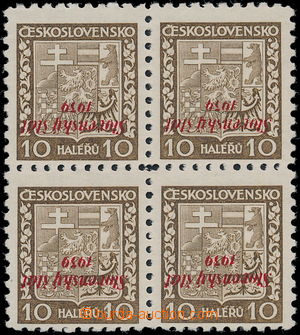 166020 - 1939 Alb.3, Coat of arms 10h brown, block of four, INVERTED 