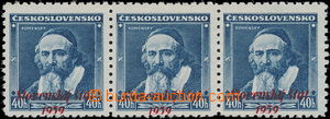 166034 - 1939 Zsf.7, Comenius 40h blue, horizontal strip of 3, vertic