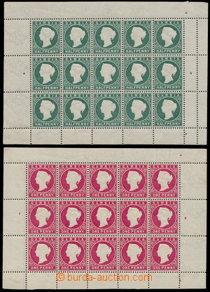 166083 - 1886 SG.21, 23a, Viktorie ½P tmavě zelená a 1P anilin