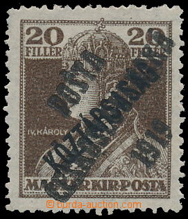 166233 -  Pof.120, NEVYDANÁ ZNÁMKA Karel 20f  s přetiskem Köztár