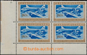 166320 - 1954 Pof.767, Transport 1Kčs, LL corner blk-of-4, on/for L 
