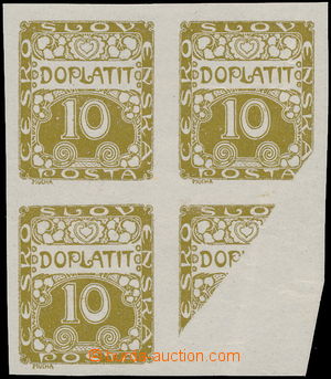 166528 - 1919 Pof.DL2, Ornament, 20h brown-olive, block of four with 