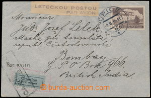 166615 - 1938 PRAGUE - BOMBAY, airmail letter to India, franked with.