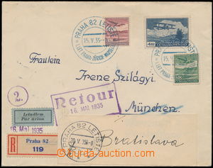 166628 - 1935 1. let PRAHA - MÜNCHEN, R+let-dopis zaslaný do Mnicho