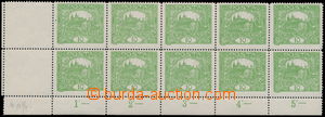 166751 -  Pof.6C, 10h zelená, ŘZ 13¾, levý dolní 10-blok s p