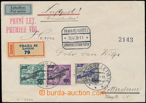 166762 - 1928 first flight PRAGUE - ROTTERDAM, letter sent as R+let +