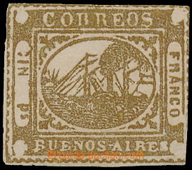166777 - 1858 BUENOS AIRES Sc.1, Barquito (Steamer) 1 IN Ps brown, un