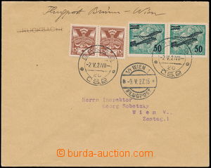 166807 - 1927 first flight BRNO - VÍDEŇ, letter sent Flight + Print