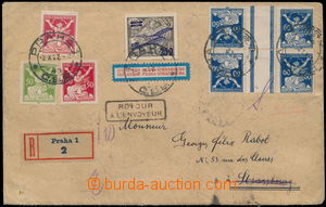 166868 - 1922 PRAGUE - ŠTRASBURK, Reg and airmail letter with multic