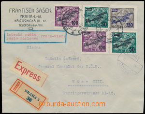 166870 - 1922 PRAGUE - VÍDEŇ, Reg, express and airmail letter to Au