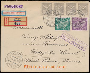 166875 - 1921 PRAGUE - ŠTRASBURK, Reg and airmail letter to France, 