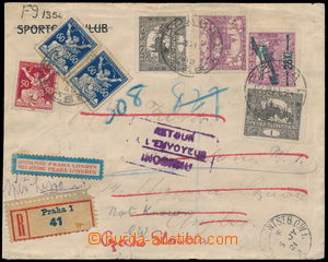 166876 - 1921 PRAHA - LONDÝN, R+Let-dopis zaslaný do Anglie v přec