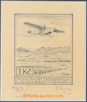 166890 - 1930 Karel Seizinger, originální kresba návrhu letecké z