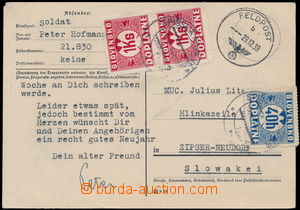 166952 - 1939 lístek bez frankatury přepravený německlou polní p