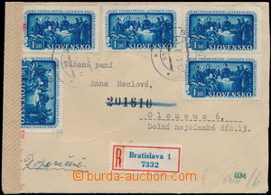 167028 - 1943 R-dopis do Protektorátu, vyfr. zn. Alb.77 5x, Tovaryš