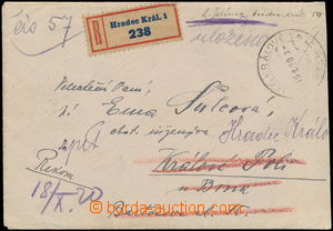 167088 - 1920 Reg letter franked on back side stamp. Pof.4A, 13B (2x)