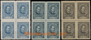 167126 -  Pof.140-142, complete set in blocks of four, value 125h wit