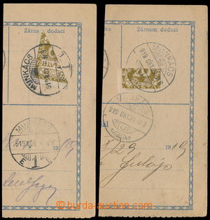167162 - 1919 MUKACHEVO  2 pcs of cuts dispatch notes with halving Po
