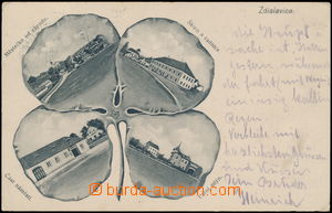 167208 - 1913 ZDISLAVICE -  B/W collage four-leaf clover, school, squ
