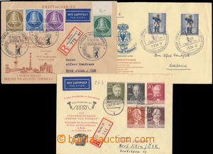 167262 - 1953-54 3 FDC sent to Czechoslovakia, with Bells 5, 10, 30 a