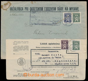 167335 - 1945 selection of 1 letter and 1 return card, franked with. 