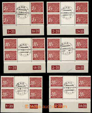 167366 - 1939 Pof.DL1-14, complete set used 2-stamps gutter in pairs,